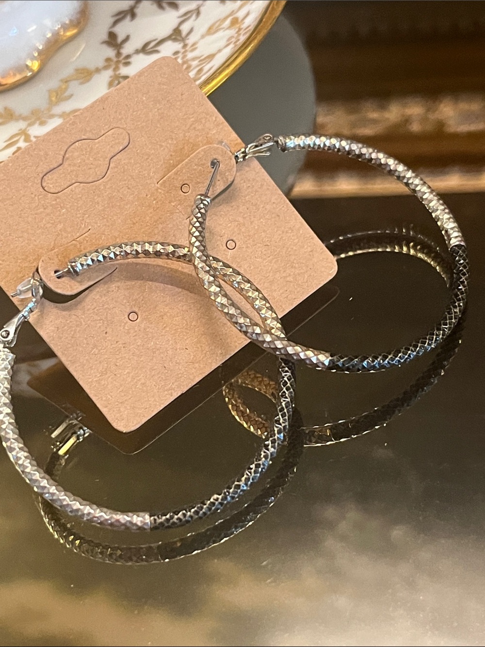 Gold and Black Hoop Earrings